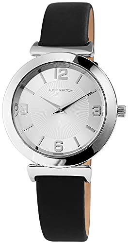 Just Watch Rosy Damen-Uhr Echt Leder elegant rund klassisch Analog Quarz JW10001 (schwarz) von Just Watch