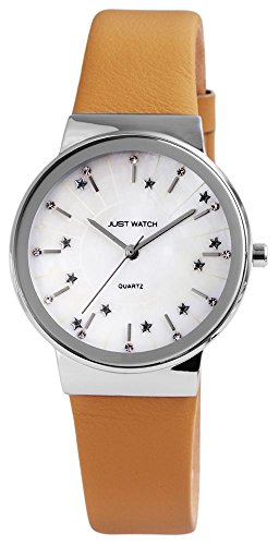 Just Watch Stina Damen-Uhr Echt Leder Dornschließe Strass Analog Quarz JW10042 (beige) von Just Watch