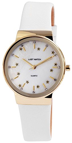 Just Watch Stina Damen-Uhr Echt Leder Dornschließe Strass Analog Quarz JW10042 (weiß) von Just Watch