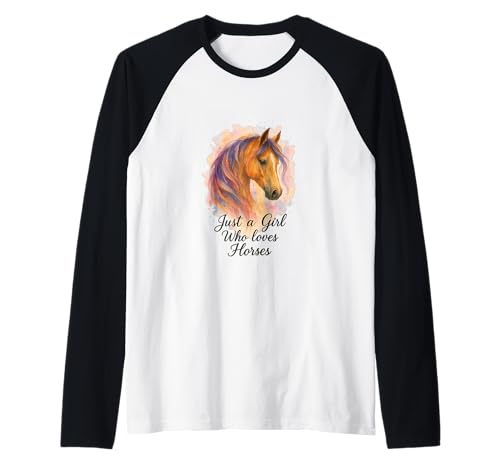 Just a Girl Who Loves Horses Aquarell Pferdekunst Raglan von Just a Girl Who Loves Horses Artistic Design