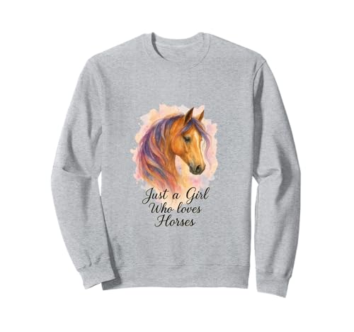 Just a Girl Who Loves Horses Aquarell Pferdekunst Sweatshirt von Just a Girl Who Loves Horses Artistic Design
