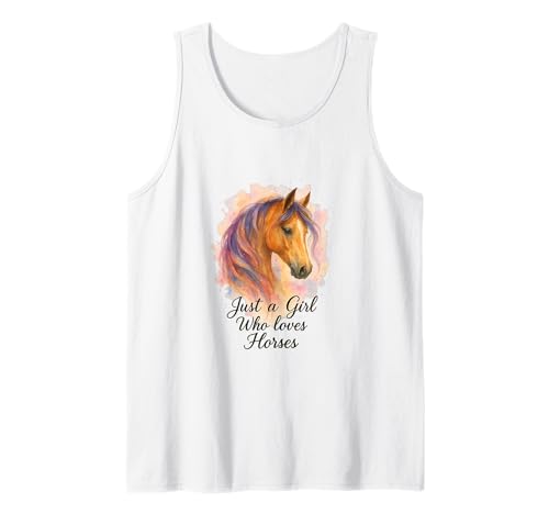 Just a Girl Who Loves Horses Aquarell Pferdekunst Tank Top Just a Girl Who Loves Horses Aquarell Pferdekunst Tank Top von Just a Girl Who Loves Horses Artistic Design