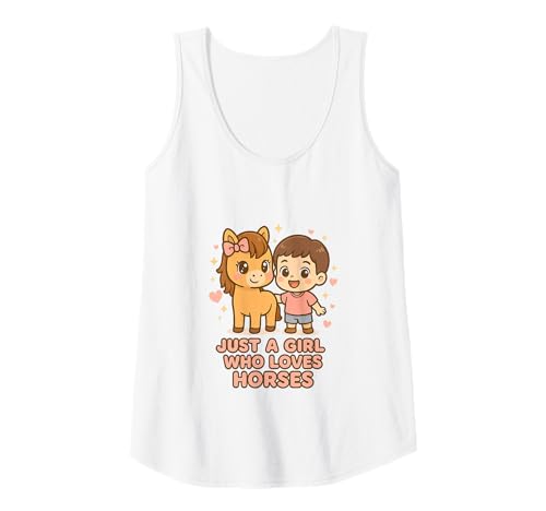 Damen Niedliches Cartoon-Kunstwerk Just a Girl Who Loves Horses Tank Top von Just a Girl Who Loves Horses Kawaii Animal