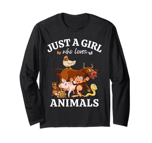 Nur EIN Mädchen, das Tiere liebt, für Mädchen, zum Geburtstag, Kuhhuhn Langarmshirt Nur EIN Mädchen, das Tiere liebt, für Mädchen, zum Geburtstag, Kuhhuhn Langarmshirt von Just a Girl Who loves Animals Store by Stardust
