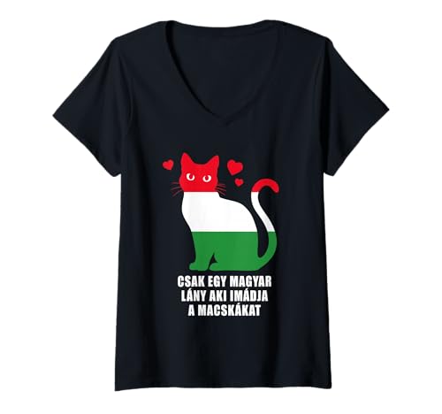 Damen Just a Hungarian Girl Who Loves Cats – Magyar Flag T-Shirt mit V-Ausschnitt Damen Just a Hungarian Girl Who Loves Cats – Magyar Flag T-Shirt mit V-Ausschnitt von Just a Hungarian Girl Who Loves Cats