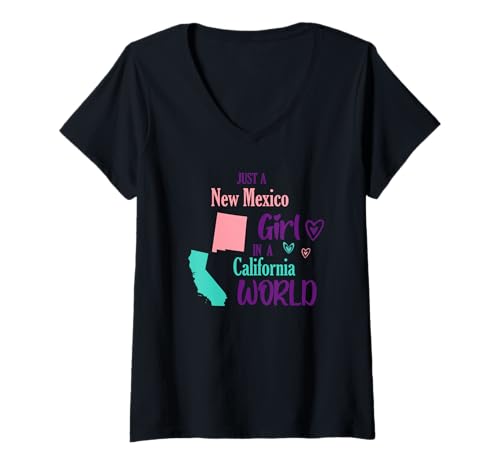 Damen Proud Girl Design Nur EIN Mädchen aus New Mexico in Kalifornien T-Shirt mit V-Ausschnitt Damen Proud Girl Design Nur EIN Mädchen aus New Mexico in Kalifornien T-Shirt mit V-Ausschnitt von Just a New Mexico girl in a California World