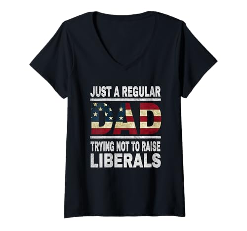 Damen Nur EIN normaler Vater, der versucht, Keine Liberalen großzuziehen T-Shirt mit V-Ausschnitt Damen Nur EIN normaler Vater, der versucht, Keine Liberalen großzuziehen T-Shirt mit V-Ausschnitt von Just a Regular Dad Trying Not To Raise Liberals