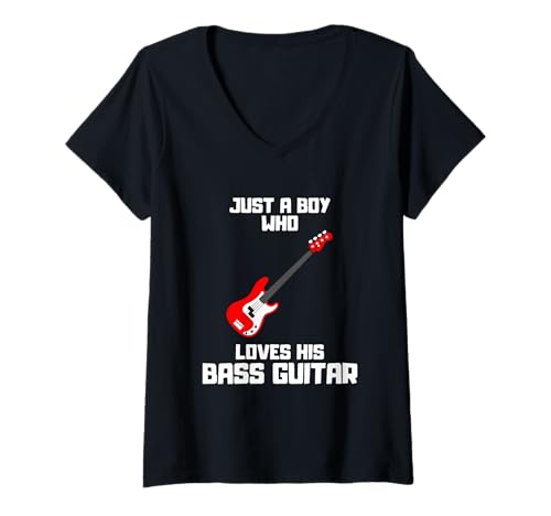 Damen Nur EIN Junge, der Seine Bassgitarre liebt | Bassliebhaber T-Shirt mit V-Ausschnitt Damen Nur EIN Junge, der Seine Bassgitarre liebt | Bassliebhaber T-Shirt mit V-Ausschnitt von Just a boy who loves his bass guitar Bass lover