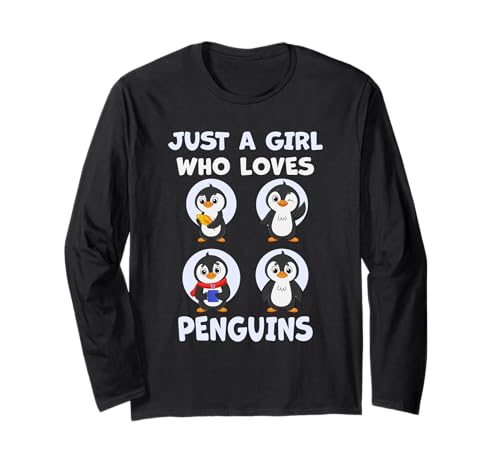 Süß, nur ein Mädchen, das Pinguine und Tiere liebt, Damen und Mädchen Langarmshirt von Just a girl who loves Apparel for girls and women