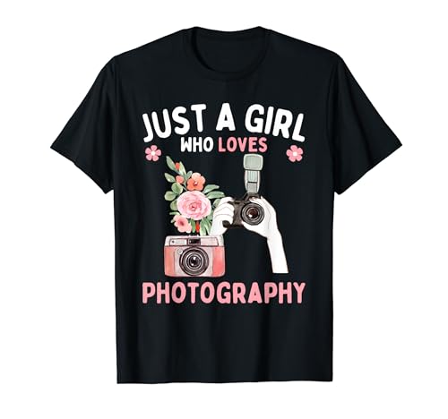 Nur ein Mädchen, das Fotografie liebt Mädchen lieben Fotografen T-Shirt von Just a girl who loves