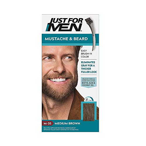 Just For Men Bart und Schnurrbart Permanente Farbe mit mittelbraunem Pinsel M35 2 x 14 ml von Just for men