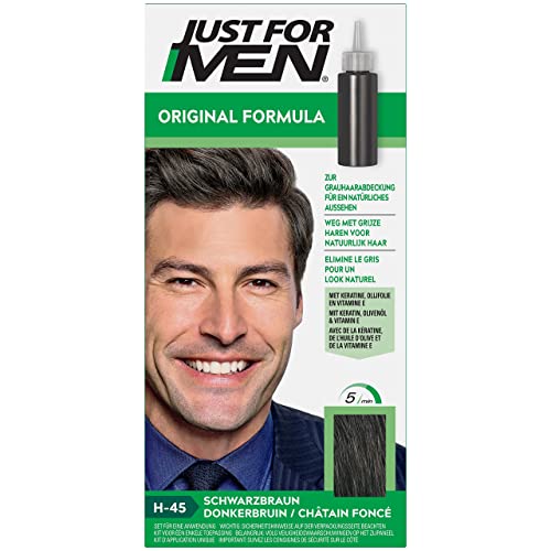 Just For Men Haarfärbegel, Dunkelbraun Schwarzes Haarfärbemittel, Haarfarbe Männer, Bedeckt Nur Graue Haare Und Stellt Die Ursprüngliche Farbe Für Einen Natürlichen Look Wieder Her - H45 von Just for men