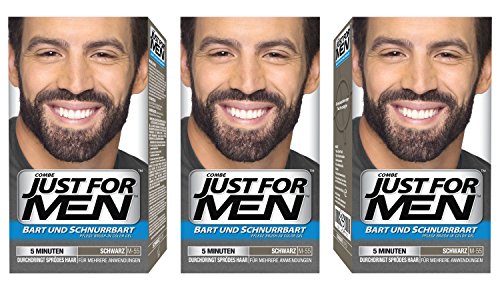 Just For Men - M55 - Pflege Brush In Color Gel für Bart, Schnurrbart, Natur Schwarz, 3er Pack von Just for men