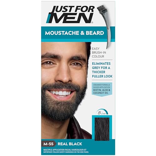 Just for men Moustache & Beard eliminiert Grau für einen dickeren und volleren Look - M55, Schwarz (Real Black) von Just for men