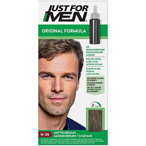 Just For Men Haarfärbegel, Mittelbraunes Haarfärbemittel, Haarfarbe Männer, Bedeckt Nur Graue Haare Und Stellt Die Ursprüngliche Farbe Für Einen Natürlichen Look Wieder Her - H35 von Just for men