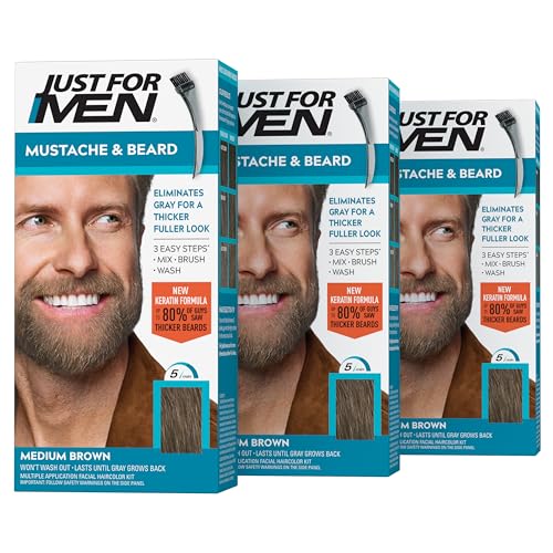 Just for Men Brush in Color Gel Mustache & Beard Medium Brown M-35 1 kit (Pac... von Just for men
