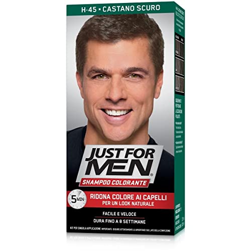 Just For Men Haarfarbe aus Gel, halbpermanente Haarfarbe für Herren, ohne Ammoniak, mit Keratin und Vitamin E, Farbe Dunkelbraun, H45 von Just for men