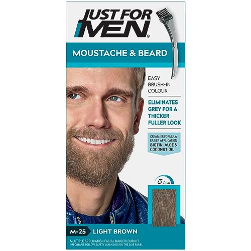 Just For Men Bart & Schnurrbart Farbe Hellbraun, Beseitigt Graues Haar und sorgt für dickeres und volleres Aussehen, M25 von Just for men