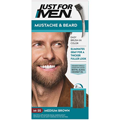 Just For Men Brush Schnurrbart, Bart und Koteletten, mittel braun, Kit (10 Stück) von Just for men