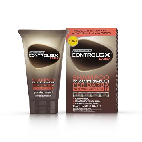 Just For Men Control GX Haarfärbe-Shampoo für den Bart, reduziert allmählich graue Haare bei jeder Wäsche für einen natürlichen Look, geeignet für alle Schattierungen, 118 ml von Just for men