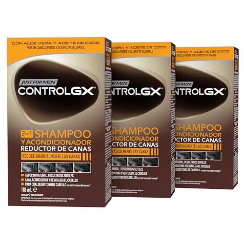Just For Men Control GX Shampoo und Conditioner für graues Haar, reduziert schrittweise und dauerhaft graue Haare bei jeder Wäsche, für alle Farbtöne, 118 ml, 3 Stück von Just for men