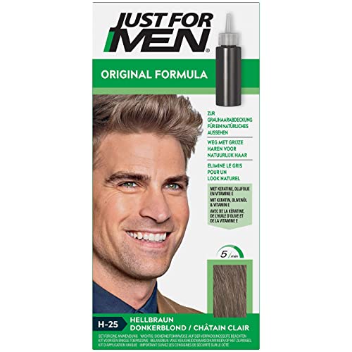 Just For Men Haarfärbegel, Hellbraunes Haarfärbemittel, Haarfarbe Männer, Bedeckt Nur Graue Haare Und Stellt Die Ursprüngliche Farbe Für Einen Natürlichen Look Wieder Her - H25 von Just for men