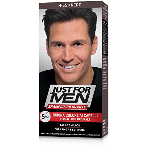 Just For Men H55 Gel-Farbstoff für Herren, Farbe Schwarz, deckt weißes und graues Haar ab, natürlicher Look von Just for men