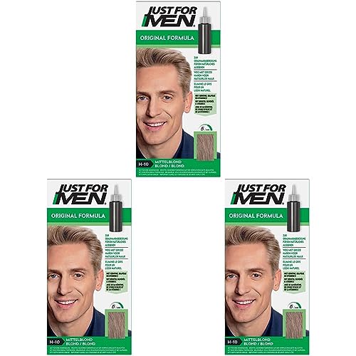 Just For Men Haarfärbegel, Blondes Haarfärbemittel, Haarfarbe Männer, Bedeckt Nur Graue Haare Und Stellt Die Ursprüngliche Farbe Für Einen Natürlichen Look Wieder Her - H10 (Packung mit 3) von Just for men