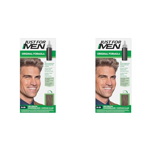 Just For Men Haarfärbegel, Hellbraunes Haarfärbemittel, Haarfarbe Männer, Bedeckt Nur Graue Haare Und Stellt Die Ursprüngliche Farbe Für Einen Natürlichen Look Wieder Her - H25, 1 Stück (2er Pack) von Just for men