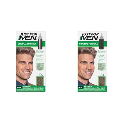 Just For Men Haarfärbegel, Hellbraunes Haarfärbemittel, Haarfarbe Männer, Bedeckt Nur Graue Haare Und Stellt Die Ursprüngliche Farbe Für Einen Natürlichen Look Wieder Her - H25, 1 Stück (2er Pack) von Just for men