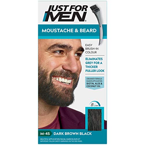 Just for men Bart und Schnurrbart Farbgel zum Einbürsten, beseitigt graue Haare, macht grobe Gesichtsbehaarung weich und geschmeidig, M45 - Schwarzbraun, 40 g von Just for men