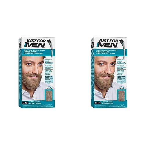 Just For Men Schnurrbart & Bart Färbe Blond, Bart Farbe, Tönung, Bartfarbe, Eliminiert Graue Haare Für Ein Volleres Aussehen, Mit Applikatorpinsel - M10 (Packung mit 2) von Just for men