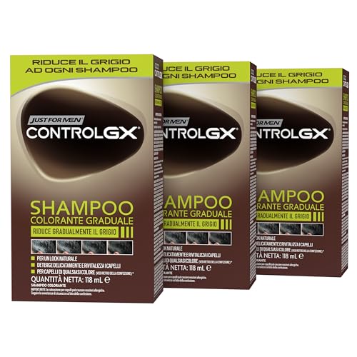 Just for Men Control GX, Shampoo für Herren, Farbe & Haarfarbe, reduziert schrittweise Grau, für einen natürlichen Look (3 Pack) von Just for men