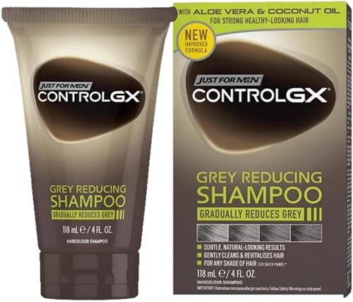Just For Men Control GX Graureduzierendes Shampoo für graues Haar, neue verbesserte Formel, 118 ml, Verpackung kann variieren Just For Men Control GX Graureduzierendes Shampoo für graues Haar, neue verbesserte Formel, 118 ml, Verpackung kann variieren von Just for men