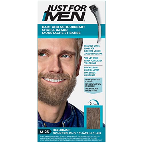 Just For Men Schnurrbart & Bart Färbe Hellbraun, Bart Farbe, Tönung, Bartfarbe, Eliminiert Graue Haare Für Ein Volleres Aussehen, Mit Applikatorpinsel - M25 von Just for men