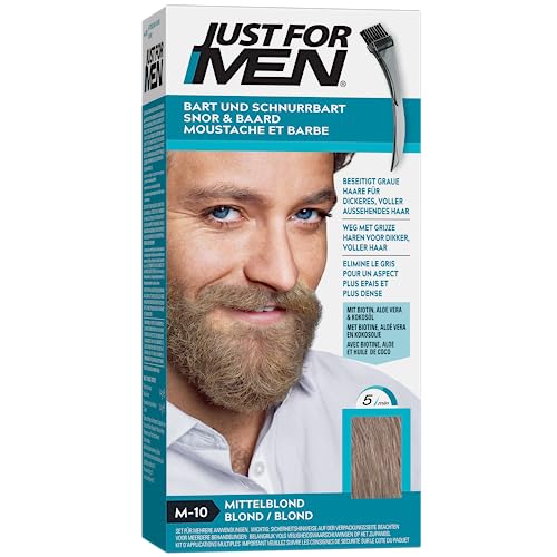 Just For Men Schnurrbart & Bart Färbe Blond, Bart Farbe, Tönung, Bartfarbe, Eliminiert Graue Haare Für Ein Volleres Aussehen, Mit Applikatorpinsel - M10 von Just for men