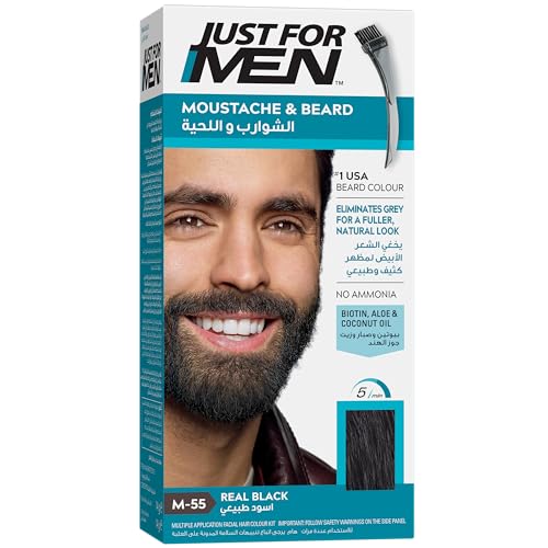 Just for men Pflege-Brush-In-Color-Gel für Bart, Schnurrbart, Natur Schwarz, 40 g von Just for men