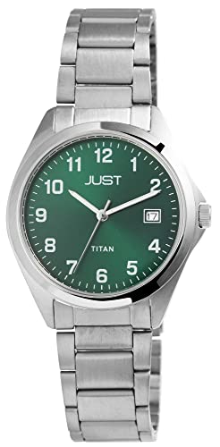 Just Odell Herren-Uhr Titan Datum Tag Faltschließe Analog Quarz JU20153 (silberfarbig grün) von Just