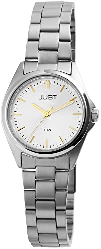 Just Odilla Damen-Uhr Gliederarmband Titan Faltschließe Analog Quarz JU10156 (silberfarbig weiß goldfarbig) von Just