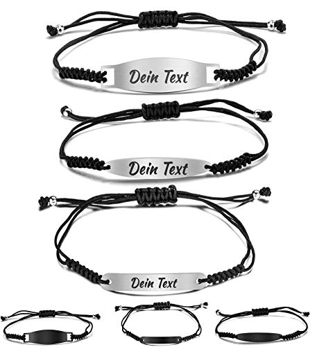 1x Personalisierbares Partnerarmbänder mit Gravur | Hochwertiges Pärchenarmband mit Edelstahl Platte | Persönliche Namensgravur | Ideal als Armband für Paare oder Freundschaftsarmband … Model 2 von Just4Trend