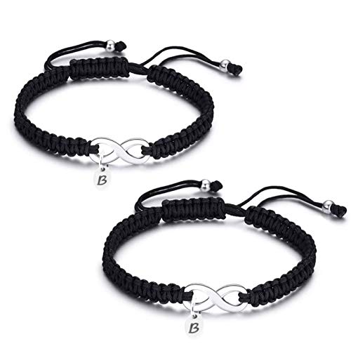 2x Personalisierte geflochtene Partnerarmbänder Edelstahl Infinity Unendlich Zeichen Unendlichkeits-Zeichen mit Buchstabe Partnerarmband Buchstabenarmband Liebe Armband Verstellbar Kordel Initialen 2x Personalisierte geflochtene Partnerarmbänder Edelstahl Infinity Unendlich Zeichen Unendlichkeits-Zeichen mit Buchstabe Partnerarmband Buchstabenarmband Liebe Armband Verstellbar Kordel Initialen von Just4Trend
