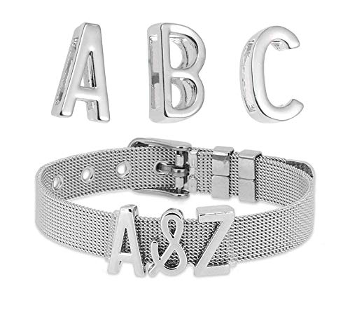 Just4Trend Charm Buchstabe für Mesh Charmband | Edelstahl Armband| Mesh Charm Armband - Charms austauschbar - Größen verstellbar - Damenarmband Charmband 316L Edelstahl Buchstabe L von Just4Trend