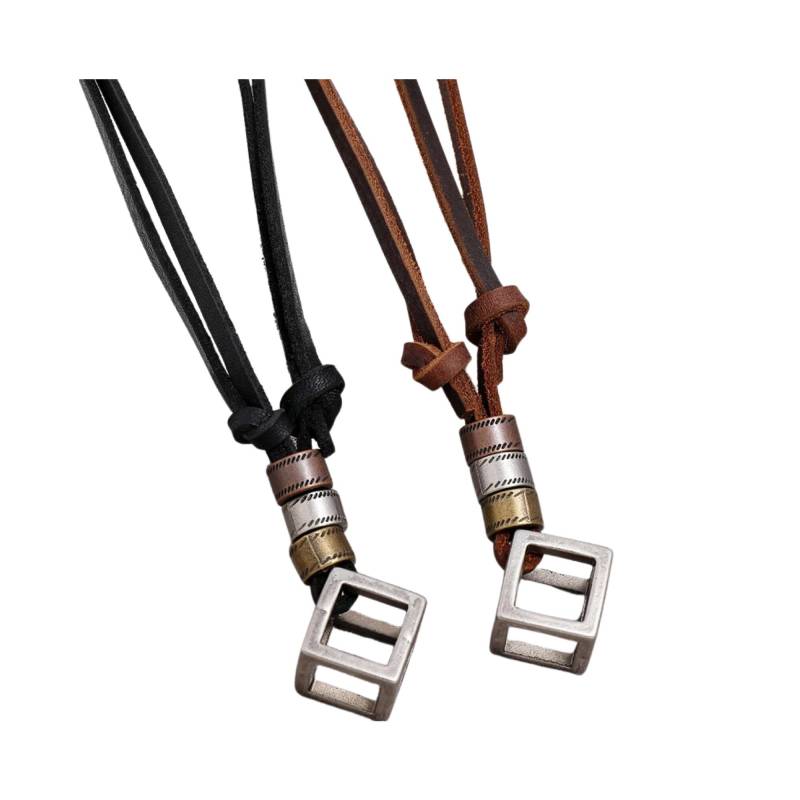 Würfel Retro Punk Leder Anhänger Halskette Mit Verstellbarer Länge | Herren Geschenke Für Männer Würfel Retro Punk Leder Anhänger Halskette Mit Verstellbarer Länge | Herren Geschenke Für Männer von JustAddWild