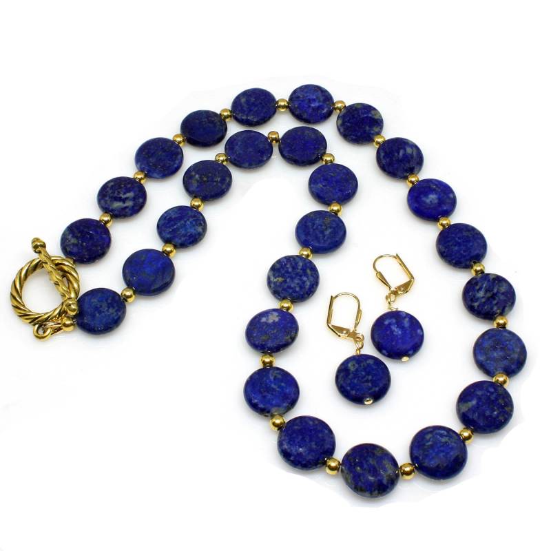 Handgefertigte Lapis Lazuli Perlen Halskette & Ohrringe Set Handgefertigte Lapis Lazuli Perlen Halskette & Ohrringe Set von JustAskCreations
