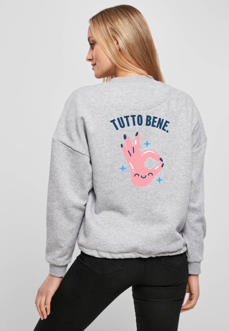 Tutto Bene Hoodie | Zip Sweater Cropped Minimalistic Design Good Vibes Oversized Pullover Trendy Backprint von JustAtelierDesigns