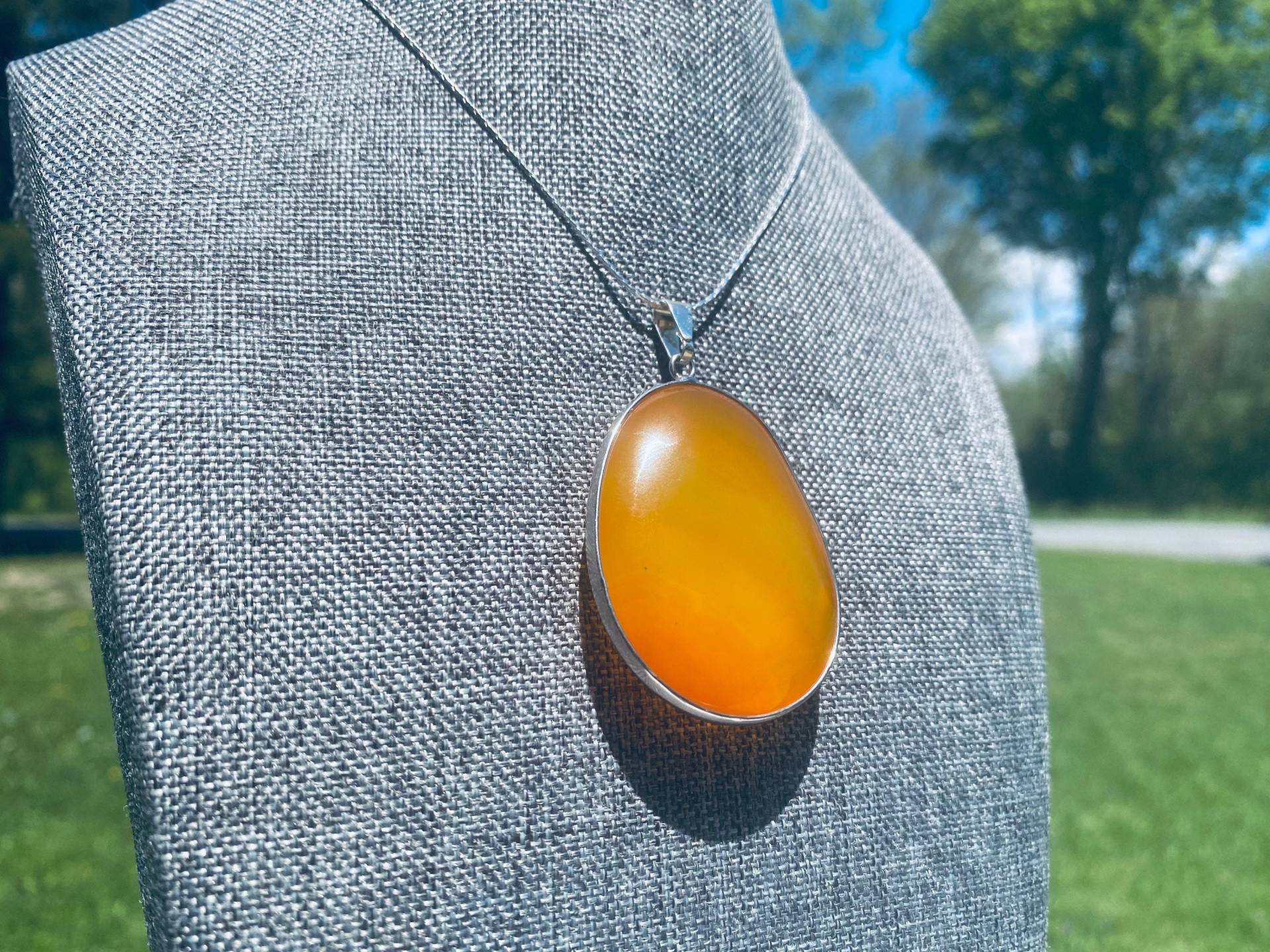 Achat Scheibe Anhänger - Orange Echte Stein Kristall Halskette Justbeaditbydrue von JustBeadItByDrue