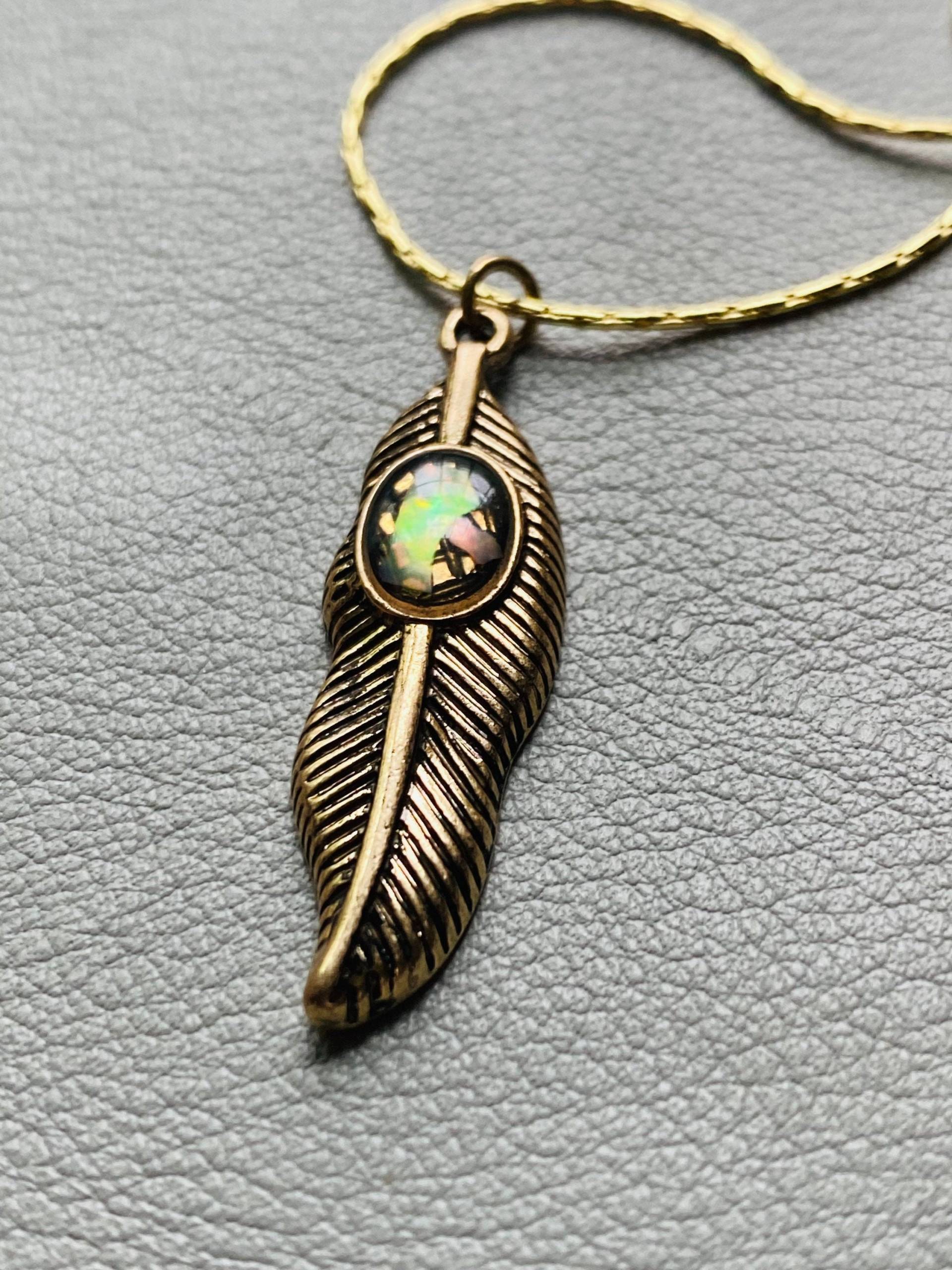 Antik Gold Feder Anhänger - Abalone Shell Shell-Anhänger 14 K Halskette von JustBeadItByDrue