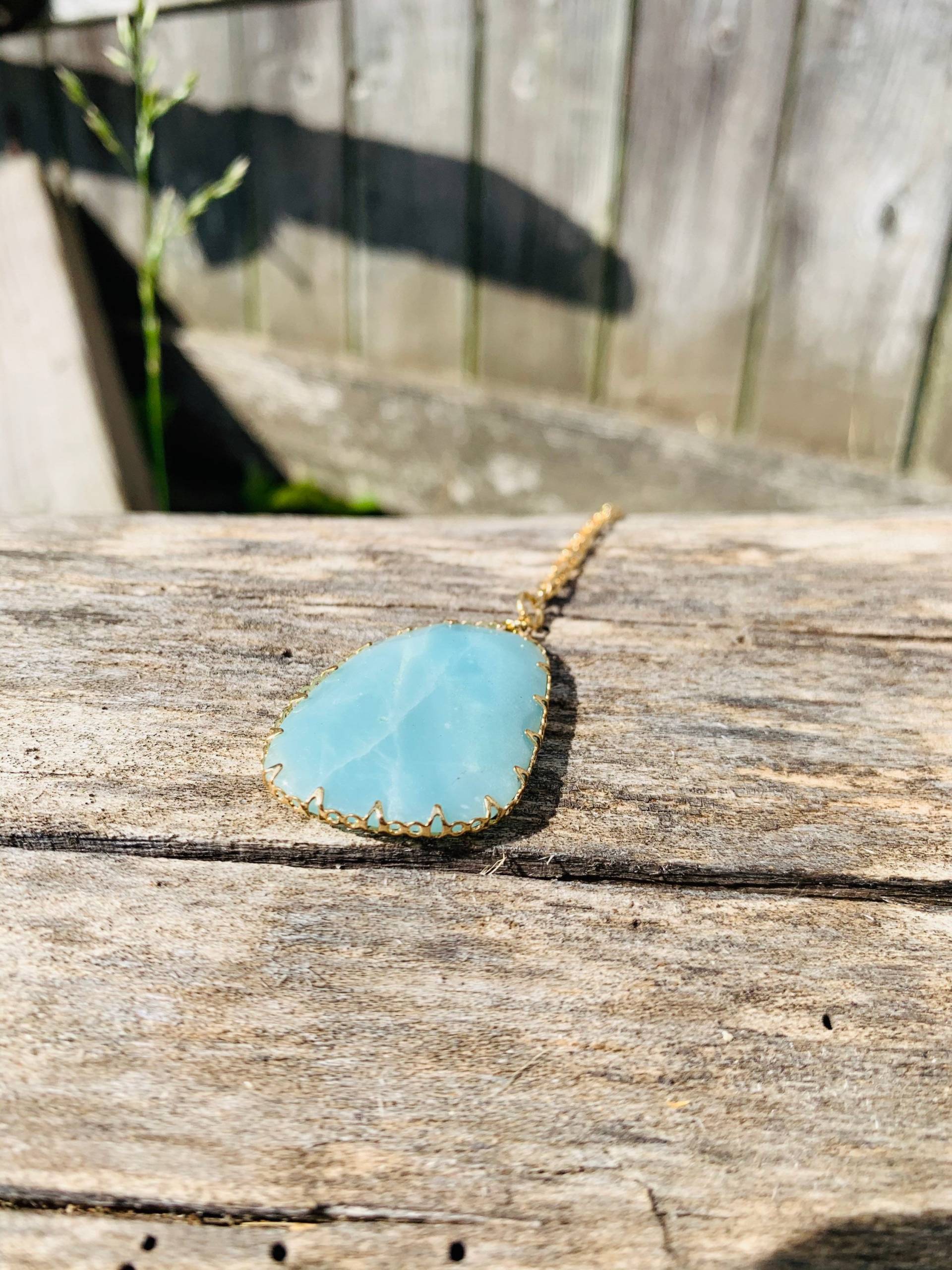 Blau Achat Gold Halskette - Boho Edelstein Schmuck von JustBeadItByDrue