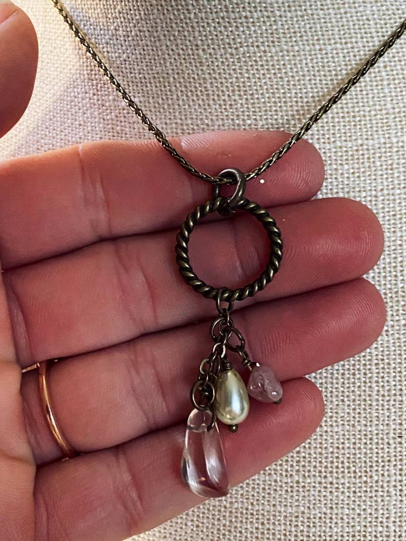 Bronze Circle Drop Halskette Perlen Quaste Boho Halskette von JustBeadItByDrue