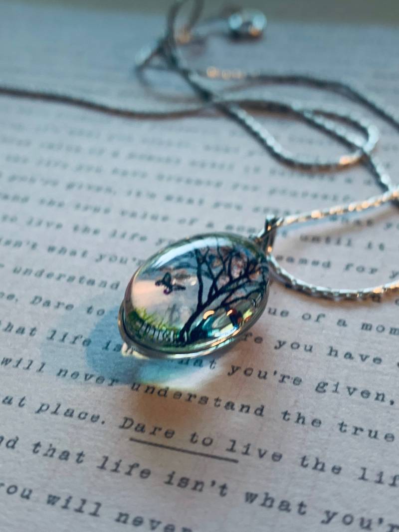 Echte Blume Harz Anhänger Halskette - Floral Oval Schmuck von JustBeadItByDrue